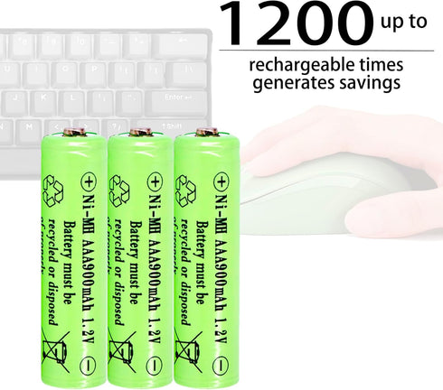 10 Packs 1.2V AAA 900mAh Ni-MH Rechargeable Batteries for Solar Lights