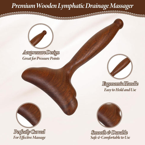 Shimmeroo 3.46 6.30 inch Wood Therapy Massage Tools,Wooden Lymphatic Drainage Massager,Body Lymphatic Drainage Tool