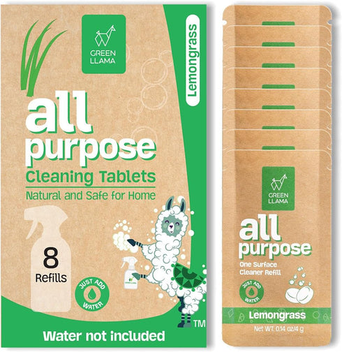 Eco-Friendly All-Purpose Refill Tablets, 8-Pack, Lemon Grass Scent, Natural Cleaning Solution
