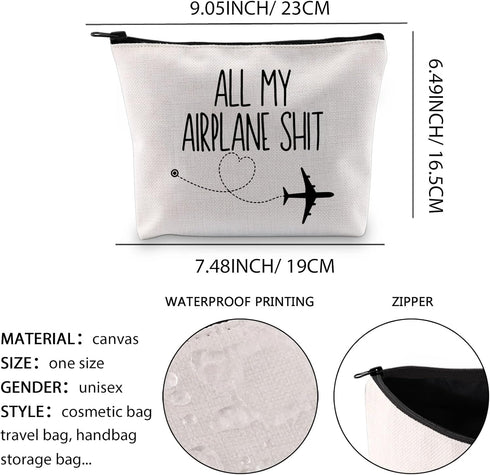 All My Airplane Sh*t Accessory Pouch Traveler Makeup Bag Charger Pouch Flight Attendant Cosmetic Bag (AIRPLANE)