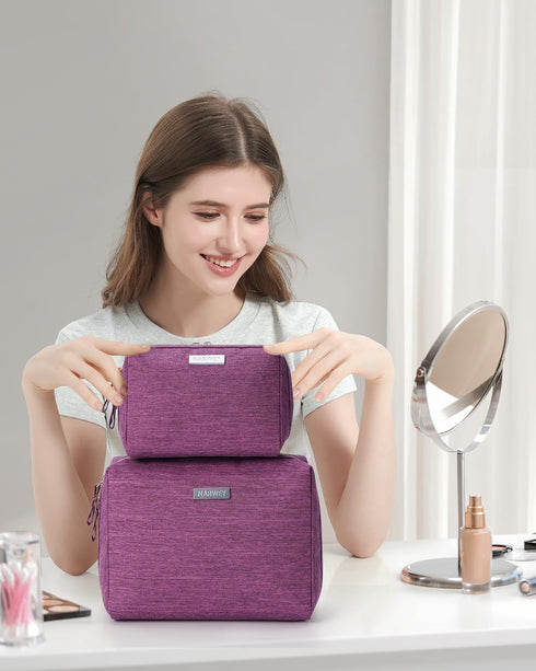 Narwey Large Makeup Bag - Travel Cosmetic Organizer Toiletry Bag for Women, Large, Purple