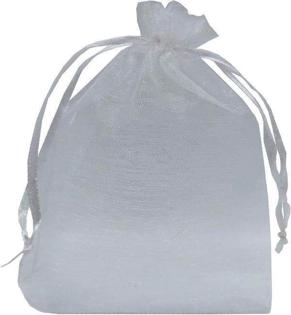 Ankirol 100pcs Sheer Organza Favor Bags, 5x7'' for Wedding Gift Bags, Samples Display Drawstring Pouches, White