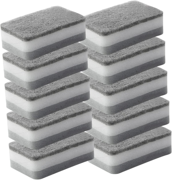 Housoutil 10pcs Sponge Scouring Pad, Kitchen Scrub Sponges for Washing Dishes, Pan Cleaner Brush