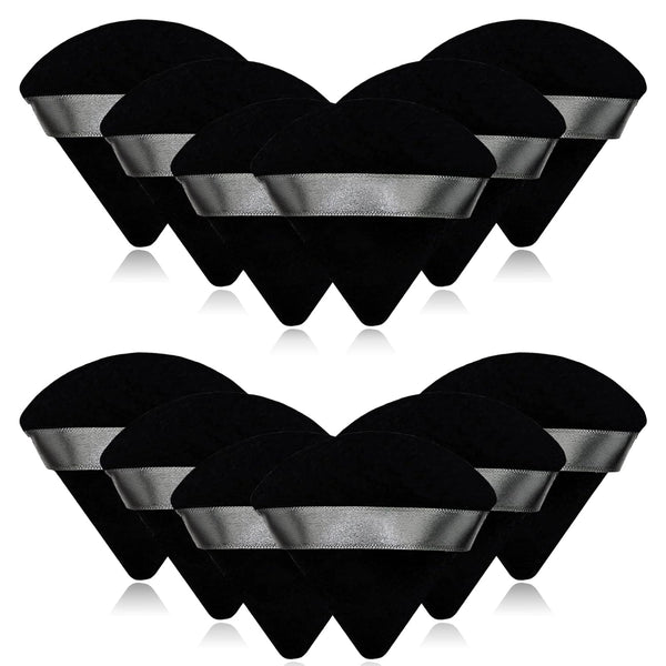 12 Pieces Black Cosmetic Powder Puff, 2.76 Inch Portable Soft Sponge Setting Face Puffs for Loose Powder