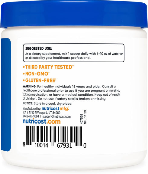 Nutricost L-Carnitine Tartrate Powder, 100 Grams, 1 Gram per Serving, 100 Servings