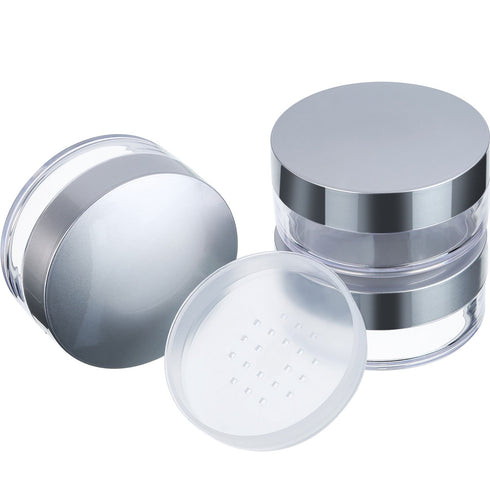 Hotop 3 Pieces 50 ml Plastic Empty Powder Case Makeup Jar Travel Kit with Sifter