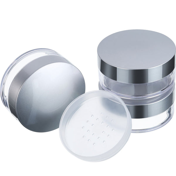 Hotop 3 Pieces 50 ml Plastic Empty Powder Case Makeup Jar Travel Kit with Sifter