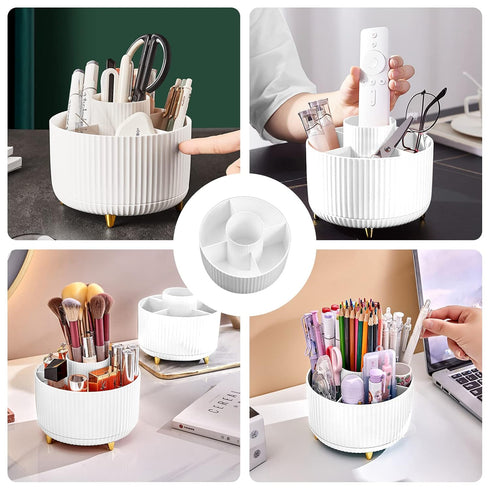 Makeup Brush Holder Organizer, 360° Rotating Cup for Cosmetics, Nail Polish, Bathroom Vanity Desktop Organizer