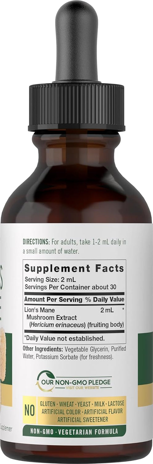 Carlyle Lions Mane Mushroom Supplement | 2 Fl Oz | Liquid Extract Tincture | Vegetarian | Non-GMO, Gluten Free