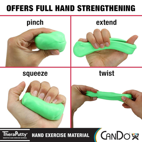 CanDo TheraPutty 4 Piece Set, X-Soft, Soft, Medium, Firm, 2oz Each, Hand Exercise Putty for Rehabilitation and Therapy