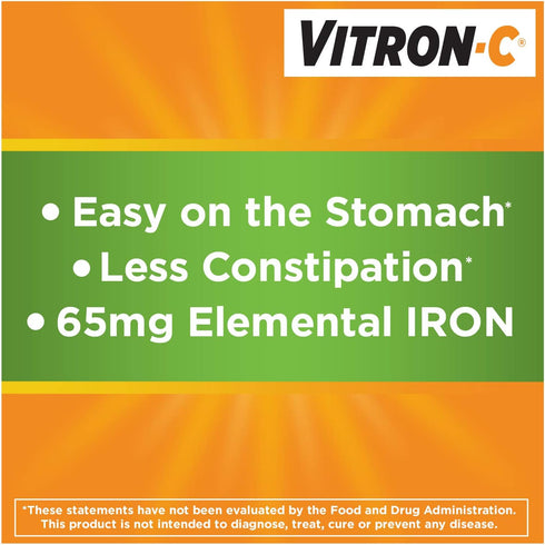 Vitron-C High Potency Iron Supplement with 125 mg Vitamin C - 60 Count
