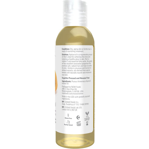 NOW Foods Apricot Kernel Oil, Hair Moisturizer, 4-Ounce, Rejuvenating Skin Oil