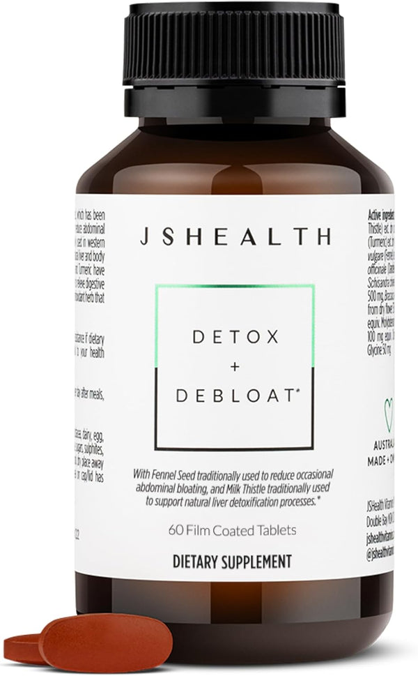 JSHealth Vitamins Detox and Debloat Liver Health Formula | Liver Detox Pills with Milk Thistle, Turmeric, Fennel (60