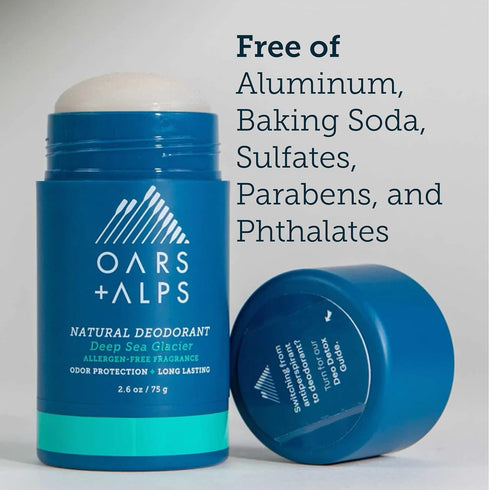Oars + Alps Aluminum Free Deodorant for Sensitive Skin, Vegan, Deep Sea Glacier, 2.6 Oz, 1 Pack, Dermatologist Tested