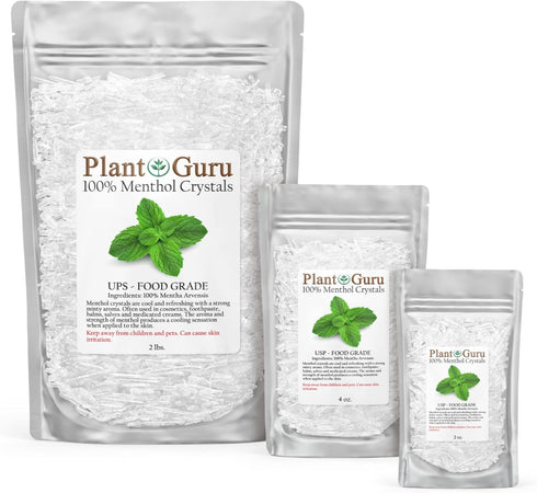 Menthol Crystals 8 oz - 100% Pure Natural USP Food Grade for Cosmetics, Salves, Balms, Soap Making