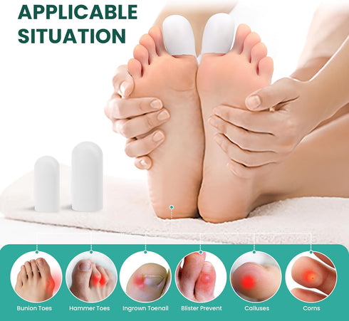 Welnove Gel Toe Cap and Protector, 12-Pack Silicone Toe Covers for Pain Relief, Missing or Ingrown Toenails, Corns,