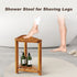 Kzeirm 14" Corner Shower Stool for Inside Shower, Shower Foot Rest Stool for Shaving Legs, Acacia Wood Corner Shower