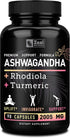 Ashwagandha Complex - Organic Ashwagandha Root Powder + Rhodiola Rosea + Turmeric - Premium Support Capsules Supplement