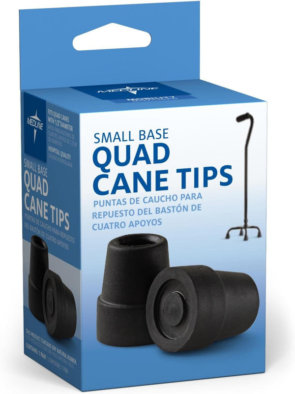 1/2" Black Tips for Small Base Cane, Box contains 1 pair