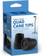 1/2" Black Tips for Small Base Cane, Box contains 1 pair