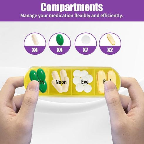 Vunpok Organizer,7 4 7 4.0) Weekly Pill Day Pill Organizer Times a Day Medication Reminder, Medicine Organizer