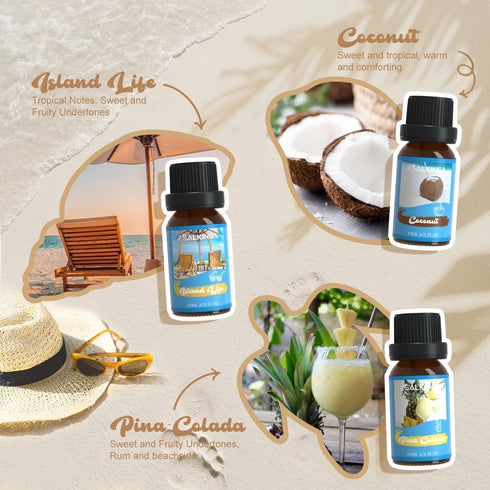 SALKING Surf & Sand Fragrance Oils - Premium Essential Oil for Diffuser, Scented Oil Gift Set for Soap Candle Making