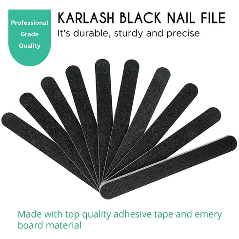 Karlash 10 PCS Professional Double Sided Nail Files, Emery Board Grit, Black Gel Cosmetic Manicure Pedicure