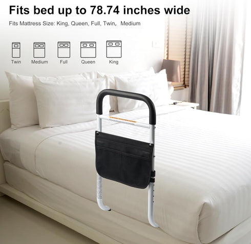 Panta Bed Rails for Elderly Adults, Adjustable Bed Assist Bar for Seniors, Medical Bed Safety Rail with Storage Bag