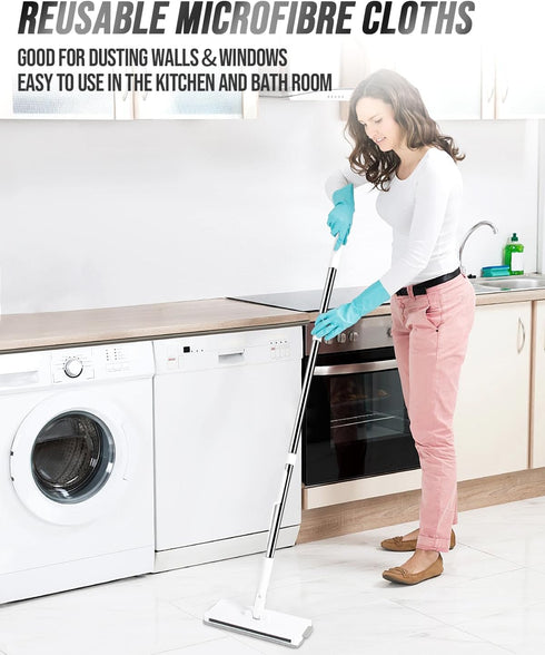Microfiber Mops for Floor Cleaning, 3 Reusable Chenille Pads, Multifunctional Flat Mop for Hardwood and Laminate