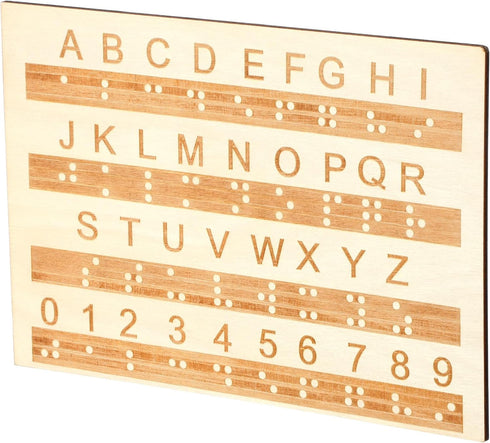 InnoHHustle Braille Alphabet Board 0.4'' Thickened Wooden Braille Fingerboard Engraving Raised Dots Alphabet
