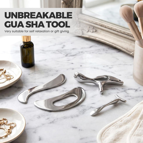 Outus 4 1 Set, Set in Stainless Steel Muscle Fascia Scraper Tool Gua Sha Muscle Scraper for Soft Tissue Mobilization