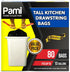 PAMI 13-Gallon Tall Kitchen Drawstring Trash Bags, 80-Pack, Black, Extra-Strong Plastic Liners for Kitchen & Outdoor