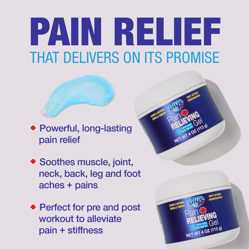 Blue Goo Pain Relieving Gel for Back/Neck, Muscle Pain, Fast-Acting Cooling Relief, Made with 100% Pure Emu Oil, 4 oz