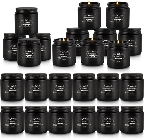 Set 24 Pack,Black, Set Scented Candle Candle for Home Scented, Odor Eliminating, Stress Relief, Long Lasting Soy Wax