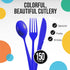 150 Pack Dark Blue Plastic Cutlery Set, Plastic Silverware Heavy Duty, Plastic Utensil Sets, 50 Plastic Forks 50 Plastic Spoons 50 Plastic Knives Disposable Cutlery Set For Party Supplies Exquisite by Exquisite