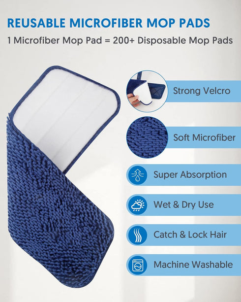 Microfiber Mops for Floor Cleaning, BPAWA Flat Mop for Hardwood, Bathroom, Kitchen with 4 Reusable Pads