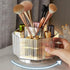 LINFIDITE 360° Rotating Makeup Brush Holder, Clear Cosmetic Display Case with 5 Slots for Vanity Organizer
