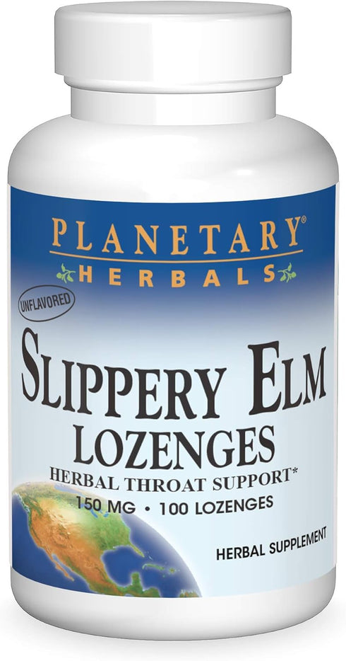 Planetary Herbals Slippery Elm Lozenges, Herbal Throat Support, 100 Lozenges