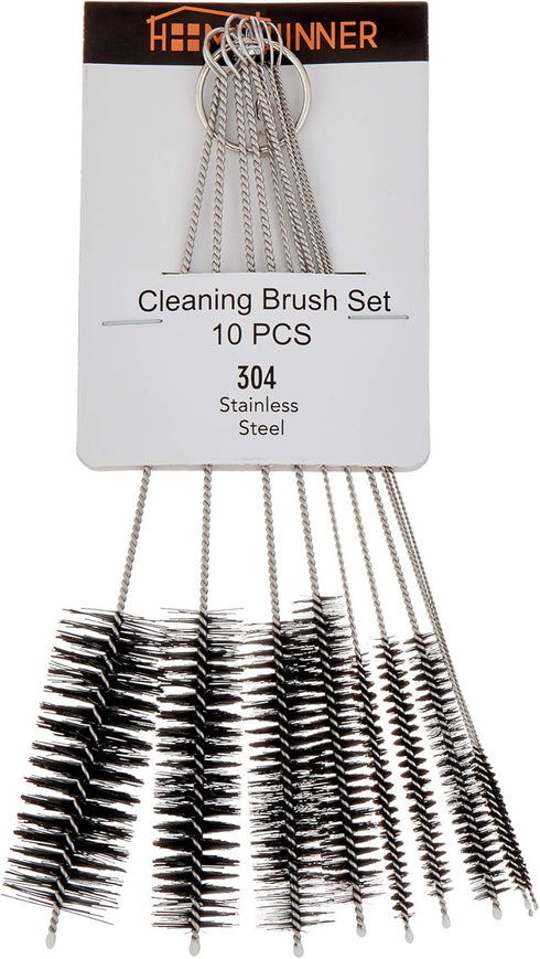 Pipe Cleaners Homewinner 8 inch Nylon Bottle Straw Cleaning Brush Set - Stainless Steel Handle Flexible Tube Brushes,