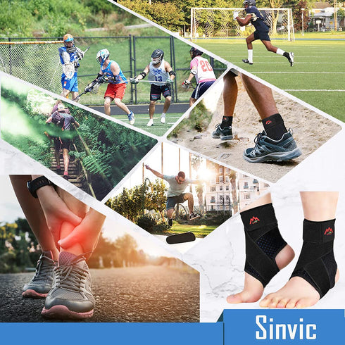 Ankle Brace, 2PCS Adjustable Compression Support Wrap for Men & Women, Breathable Ankle Protection for Sports Injuries