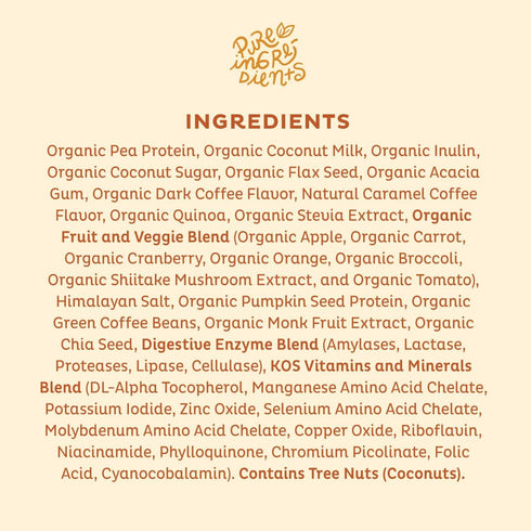 KOS Vegan Protein Powder - Salted Caramel Coffee, Low Carb Pea Protein Blend, Organic Plant Superfood, 15 Servings