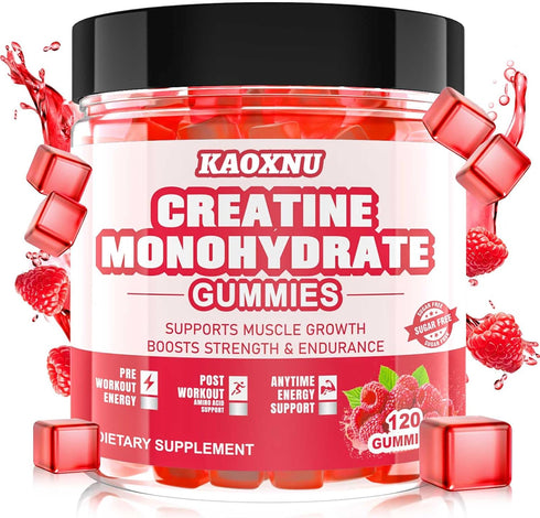 Creatine Monohydrate Gummies for Men & Women 120 CT - 5000mg per Serving, Sugar Free Chewable for Muscle Strength
