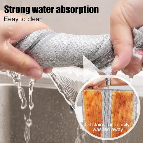 Dishcloth Pot Scrubber, Non Scratch Metal Wire Dishwashing Rags for Wet and Dry, Reusable Cleaning Pads for Kitchen