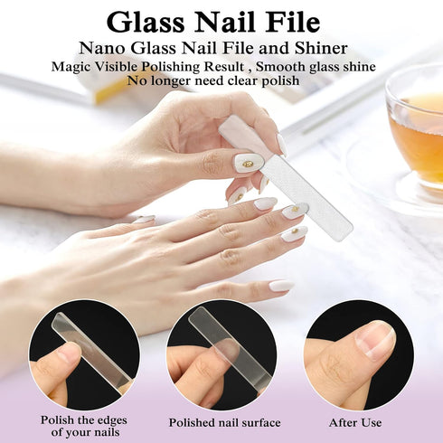 Professional Manicure Set, Travel Nail Care Kit with Finger Toe Nail Clippers, Glass Nail File, Women Gift