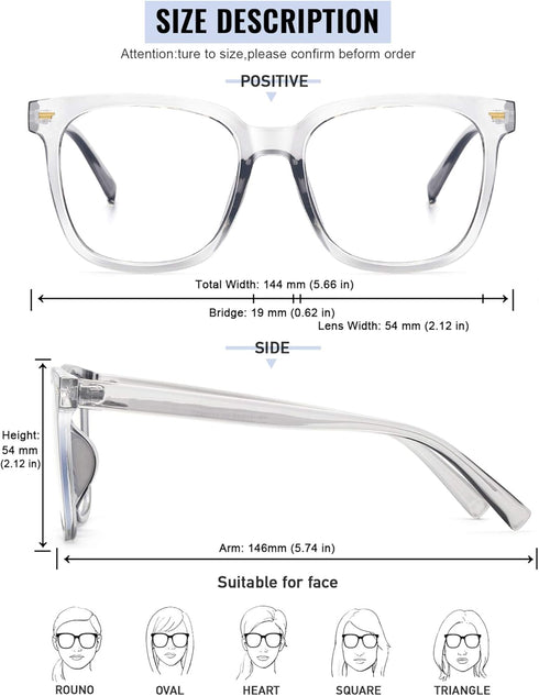 PANNER Oversized Square Blue Light Blocking Glasses - Anti Glare Reduce Eyestrain for Women and Men