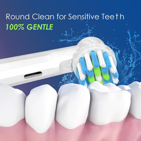 BKIX Replacement Toothbrush Heads for Oral B, Cross Sensitive Electric Brush Head Refills, Medium Softness