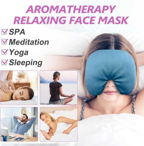 Microwave Heating Pad, Microwavable Face Eye Mask for Dry Eyes, Migraines, and Headache Relief - Blue