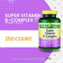 Spring Valley Super Vitamin B-Complex Dietary Supplement Tablets Metabolism suppor 250ct Pack of (1)