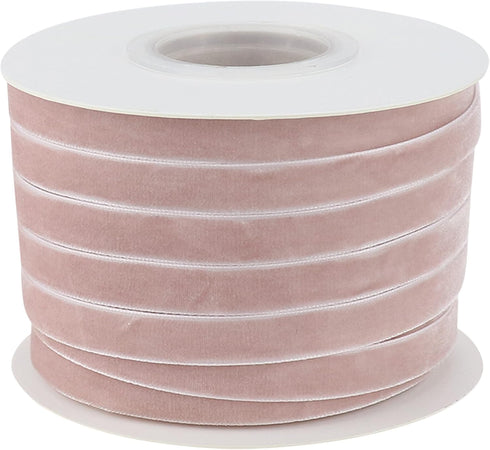 Dusty Rose Velvet Ribbon, 3/8 Inch, 25 Yards for Gift Wrapping, Wedding, Hair Bows, Crafts, Bouquet