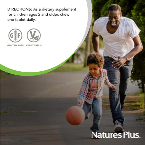 Natures Plus Animal Parade Vitamin D3 Children’s Chewables - Black Cherry Flavor - 90 Tablets, Pack of 2 - Gluten Free